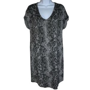 3 for $20 ANTISTAR Womens Snakeskin Print Short Sleeve Sheath Dress V-Neck Gray